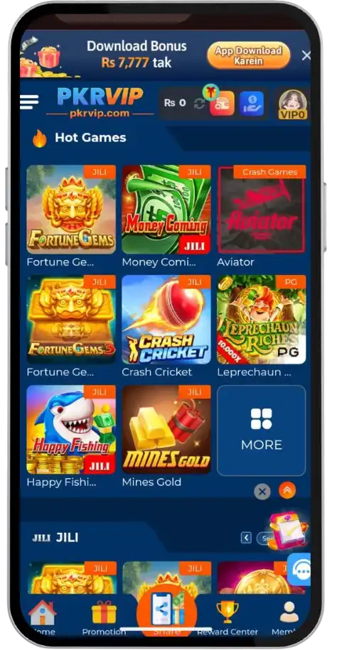 PKRVIP Game Home Screen shows a variety of games